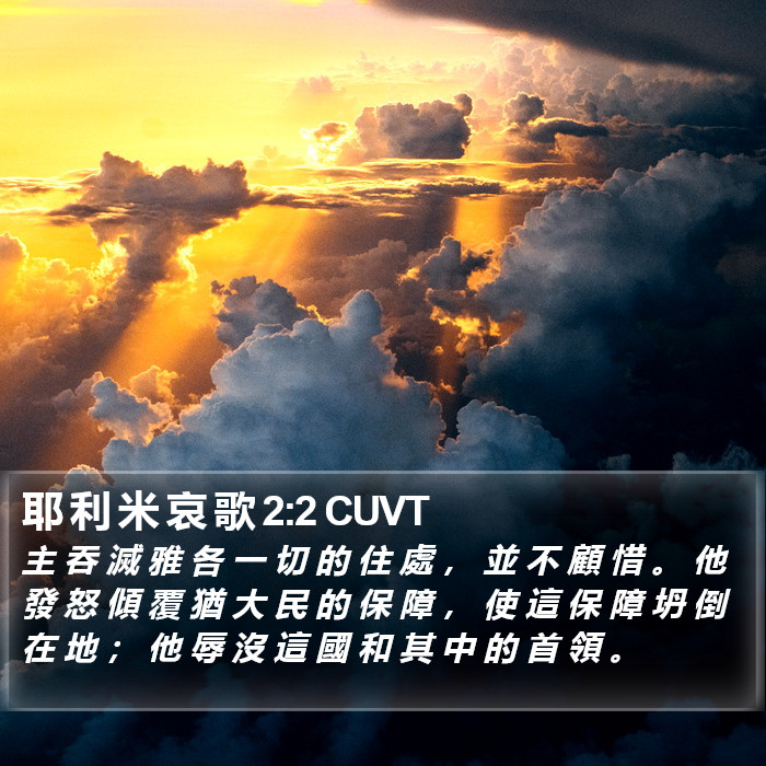 耶 利 米 哀 歌 2:2 CUVT Bible Study