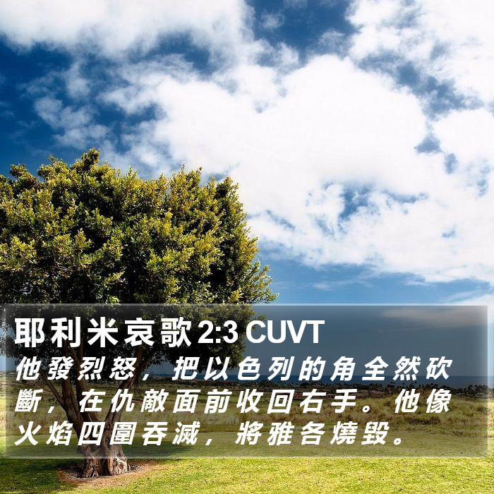 耶 利 米 哀 歌 2:3 CUVT Bible Study