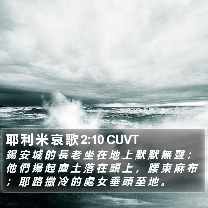 耶 利 米 哀 歌 2:10 CUVT Bible Study