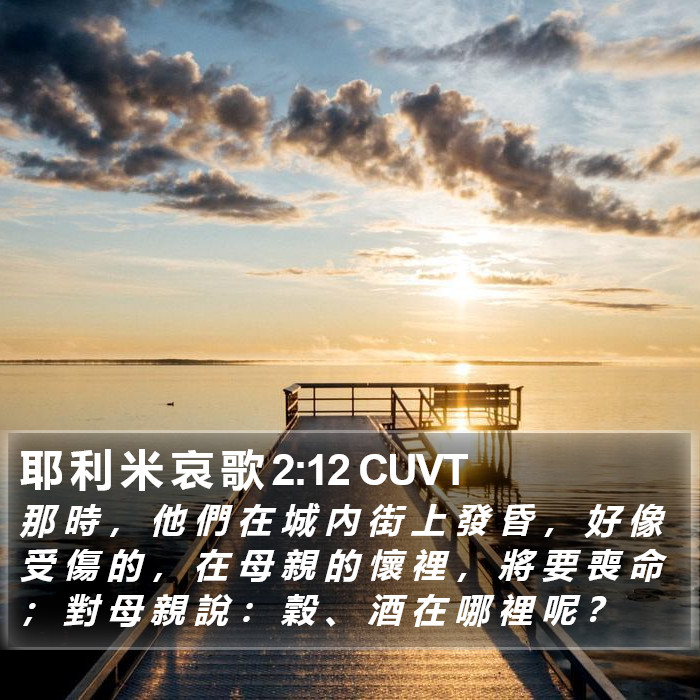 耶 利 米 哀 歌 2:12 CUVT Bible Study