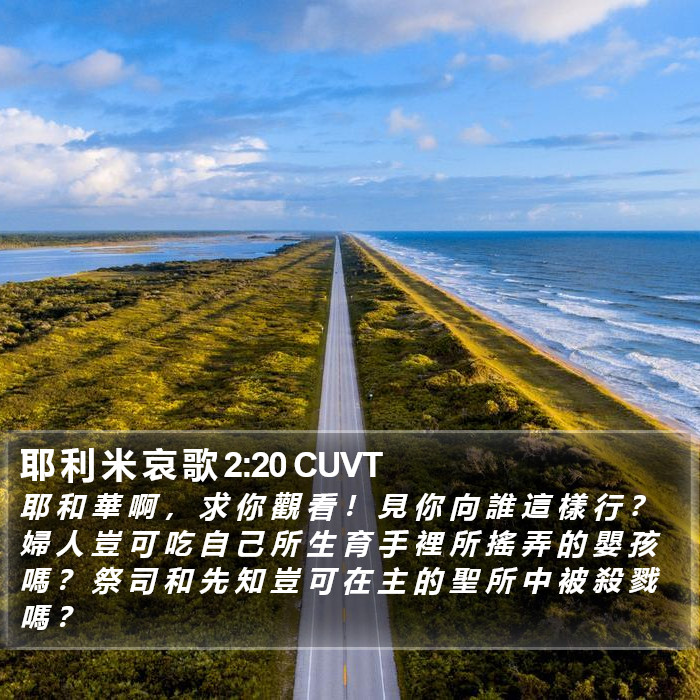 耶 利 米 哀 歌 2:20 CUVT Bible Study