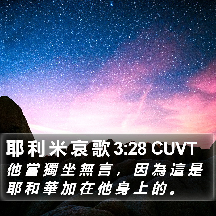 耶 利 米 哀 歌 3:28 CUVT Bible Study