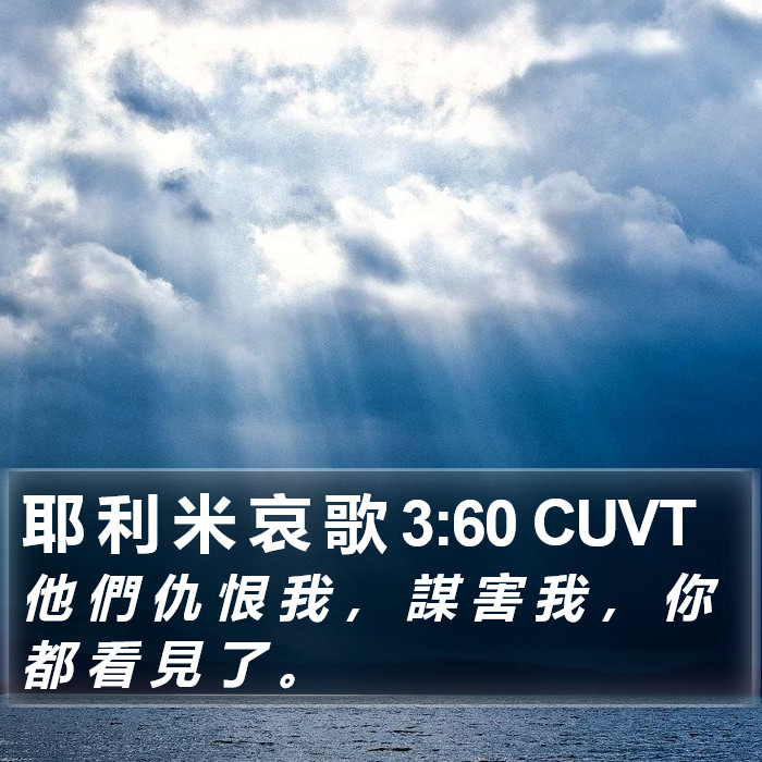 耶 利 米 哀 歌 3:60 CUVT Bible Study