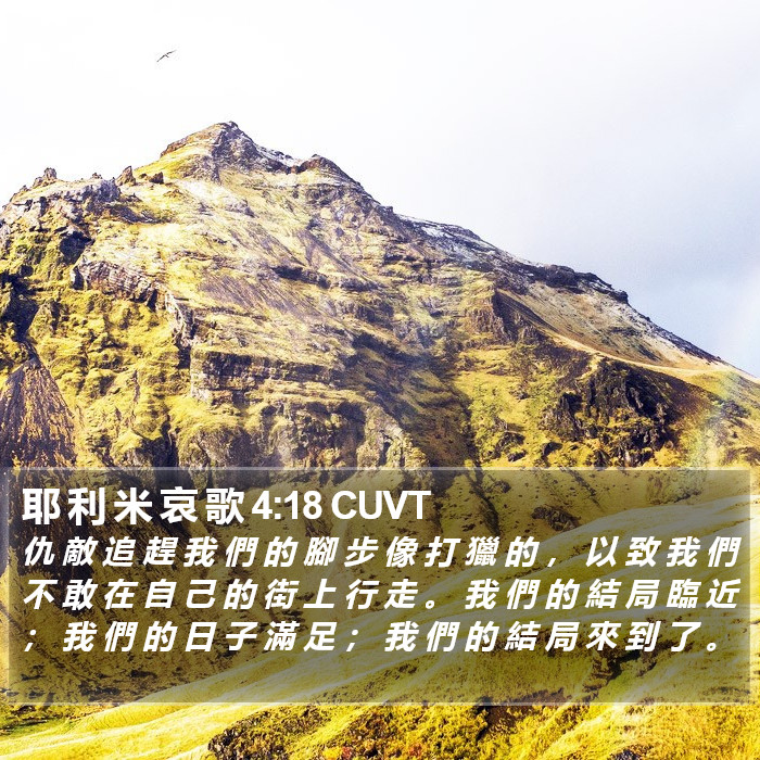 耶 利 米 哀 歌 4:18 CUVT Bible Study