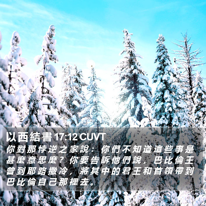 以 西 結 書 17:12 CUVT Bible Study