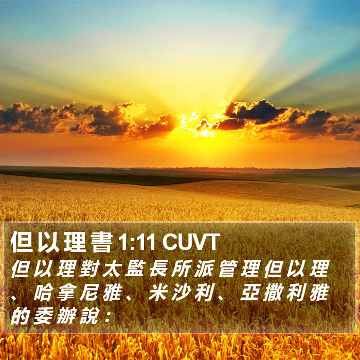 但 以 理 書 1:11 CUVT Bible Study