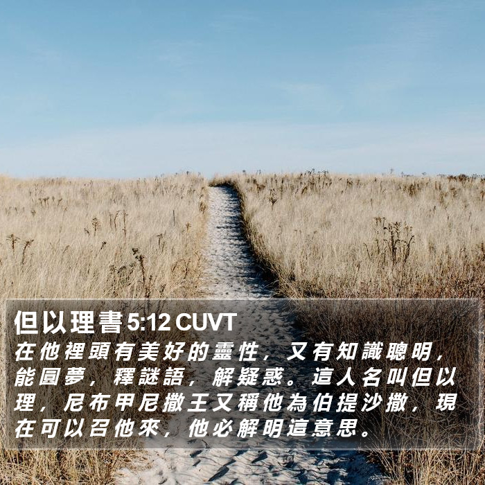 但 以 理 書 5:12 CUVT Bible Study