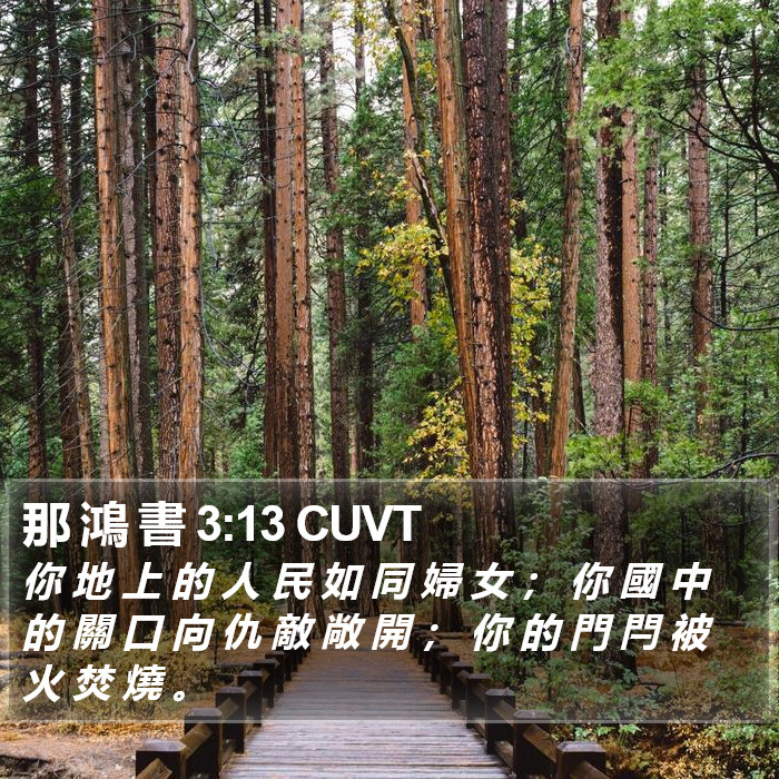 那 鴻 書 3:13 CUVT Bible Study