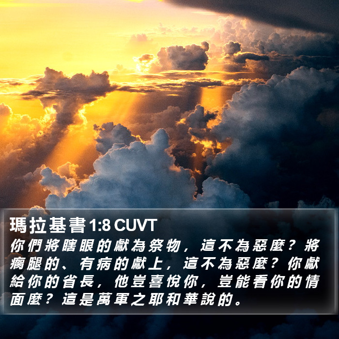 瑪 拉 基 書 1:8 CUVT Bible Study
