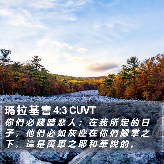 瑪 拉 基 書 4:3 CUVT Bible Study