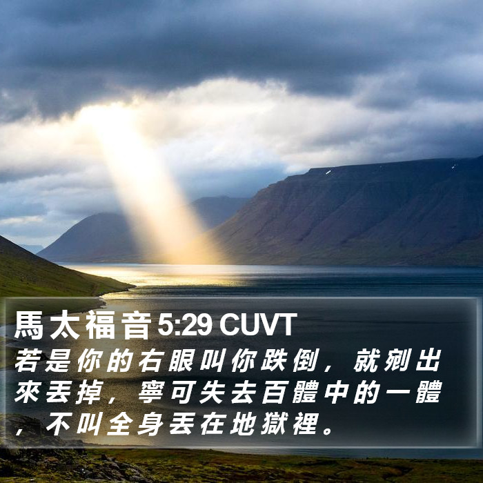 馬 太 福 音 5:29 CUVT Bible Study