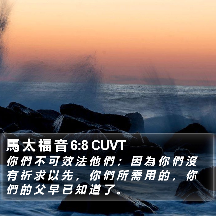 馬 太 福 音 6:8 CUVT Bible Study