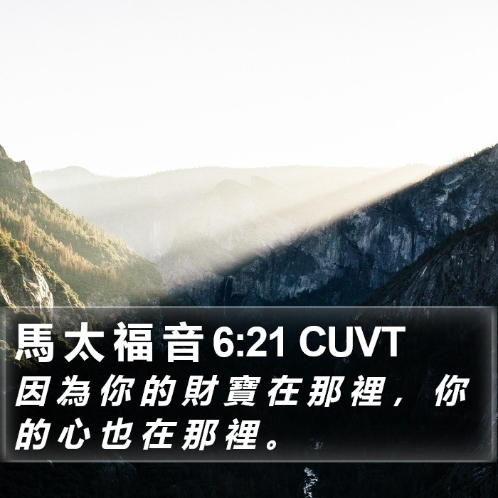馬 太 福 音 6:21 CUVT Bible Study