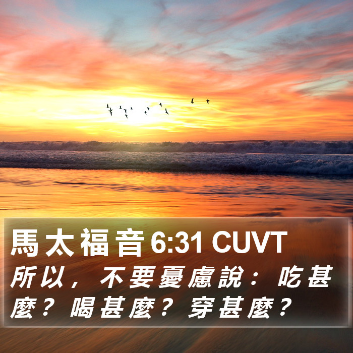 馬 太 福 音 6:31 CUVT Bible Study