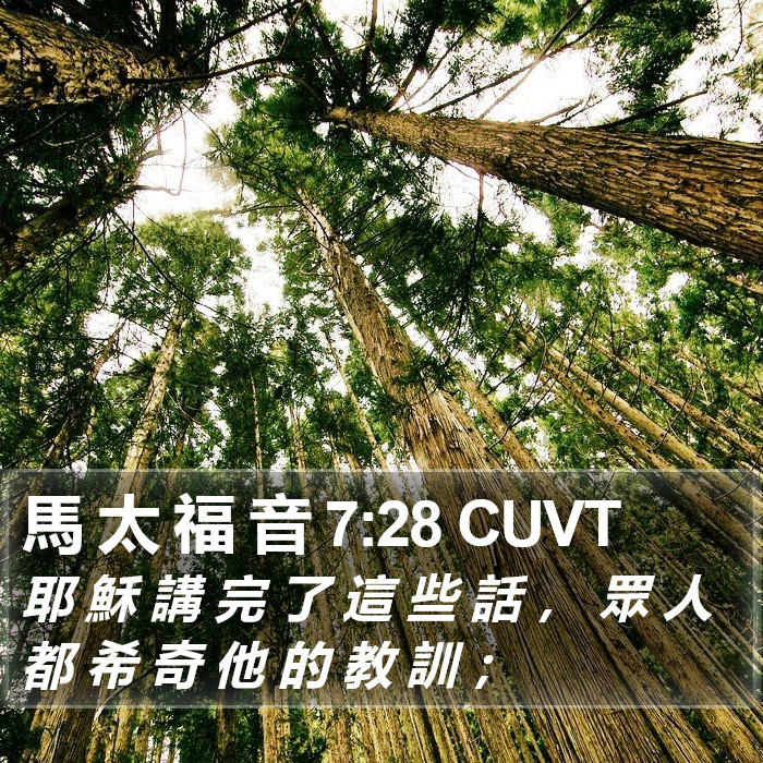 馬 太 福 音 7:28 CUVT Bible Study