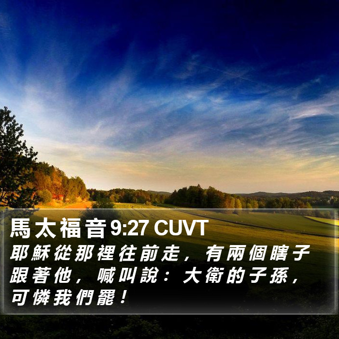 馬 太 福 音 9:27 CUVT Bible Study