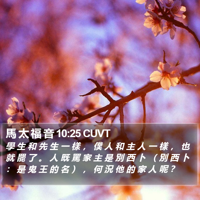 馬 太 福 音 10:25 CUVT Bible Study