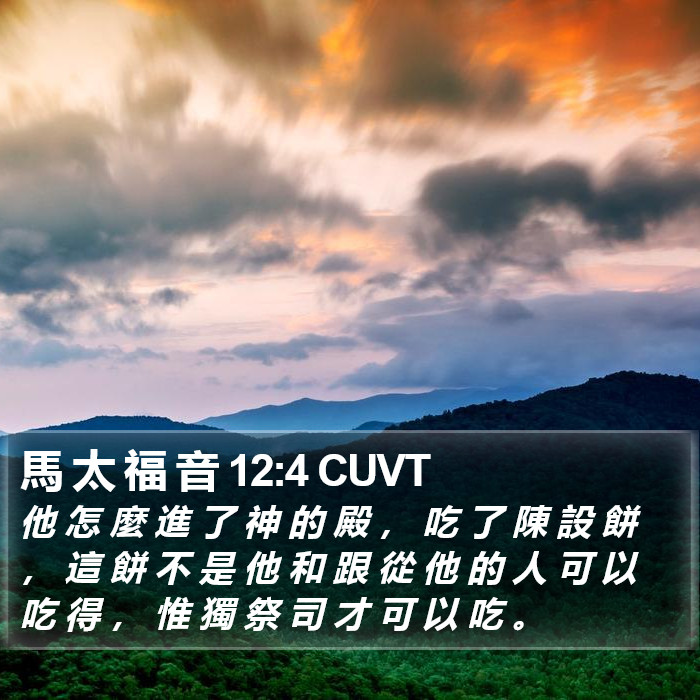 馬 太 福 音 12:4 CUVT Bible Study