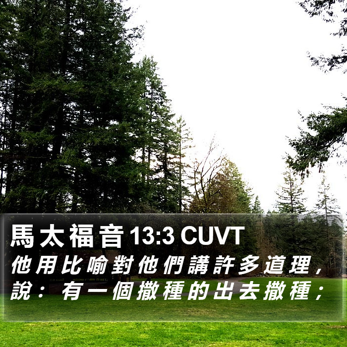 馬 太 福 音 13:3 CUVT Bible Study