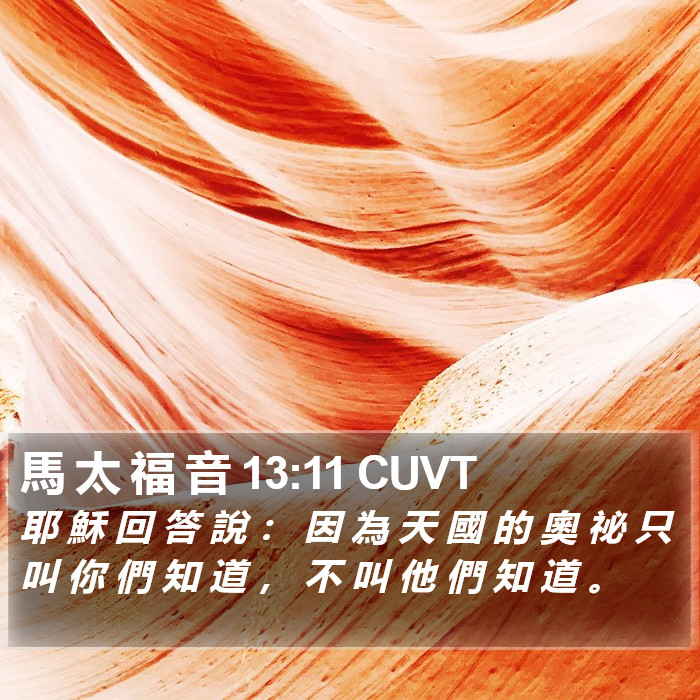 馬 太 福 音 13:11 CUVT Bible Study