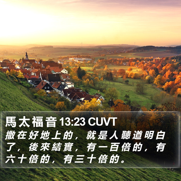 馬 太 福 音 13:23 CUVT Bible Study