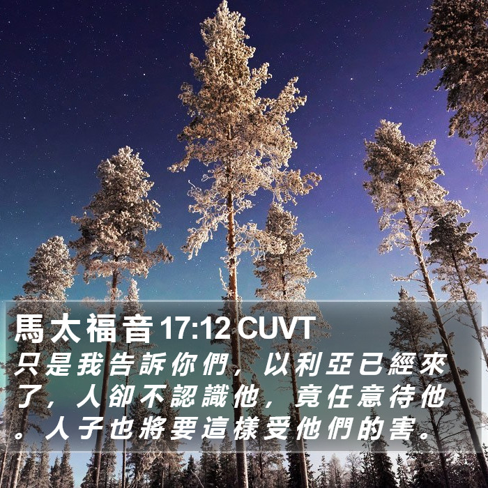 馬 太 福 音 17:12 CUVT Bible Study