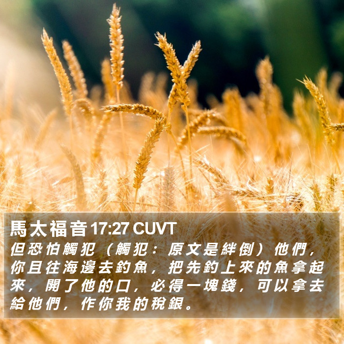 馬 太 福 音 17:27 CUVT Bible Study