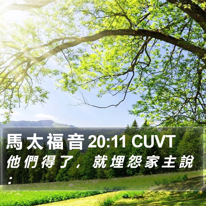 馬 太 福 音 20:11 CUVT Bible Study