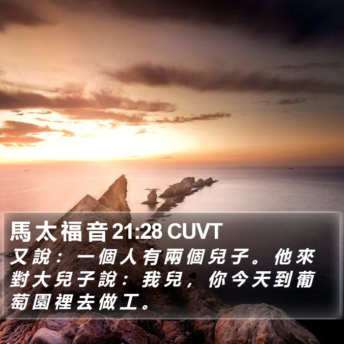 馬 太 福 音 21:28 CUVT Bible Study