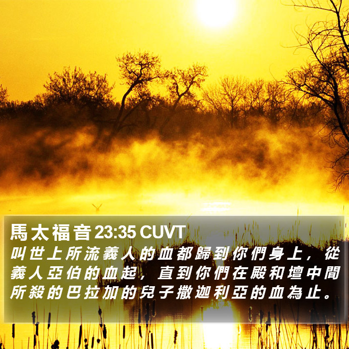 馬 太 福 音 23:35 CUVT Bible Study