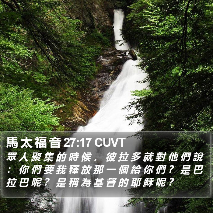 馬 太 福 音 27:17 CUVT Bible Study