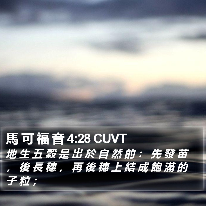 馬 可 福 音 4:28 CUVT Bible Study