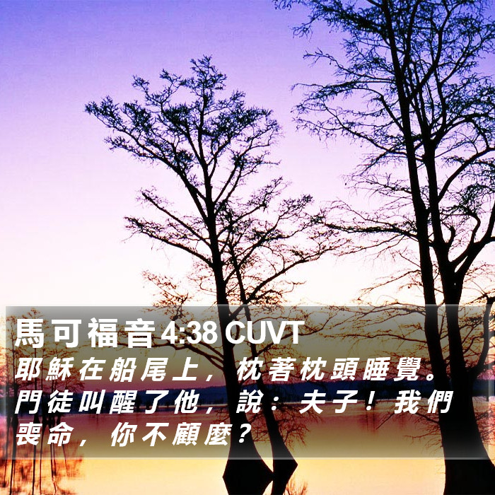 馬 可 福 音 4:38 CUVT Bible Study