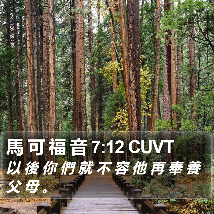 馬 可 福 音 7:12 CUVT Bible Study