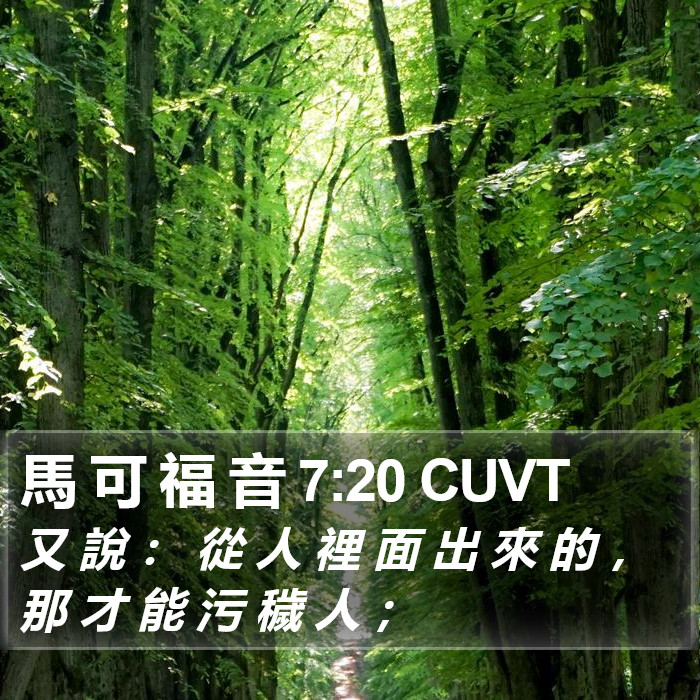 馬 可 福 音 7:20 CUVT Bible Study