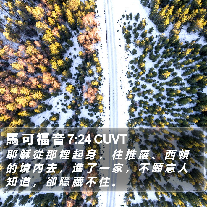 馬 可 福 音 7:24 CUVT Bible Study