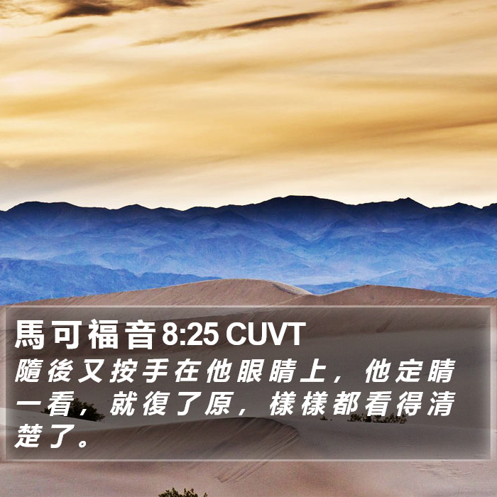 馬 可 福 音 8:25 CUVT Bible Study