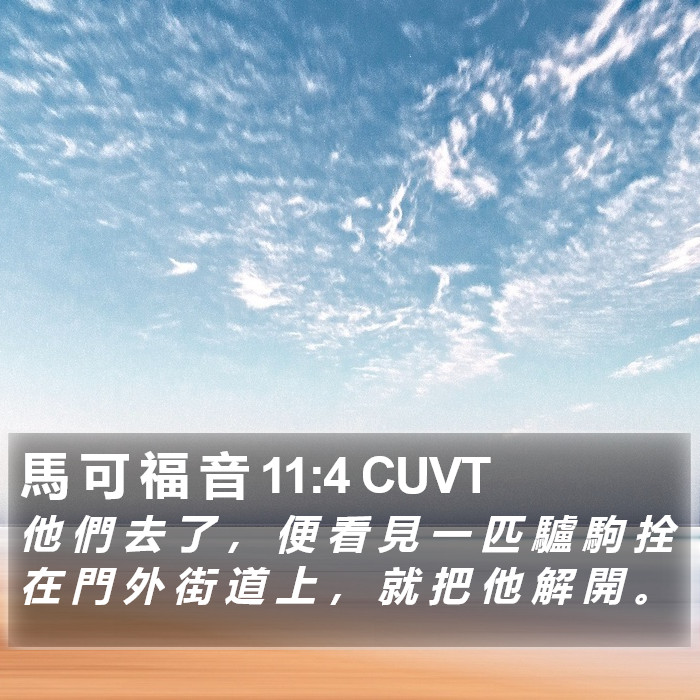 馬 可 福 音 11:4 CUVT Bible Study
