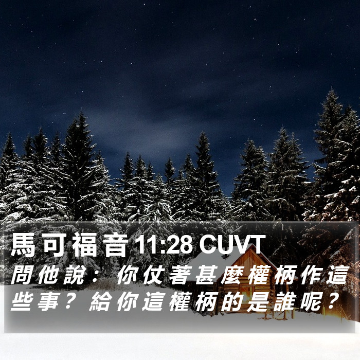 馬 可 福 音 11:28 CUVT Bible Study