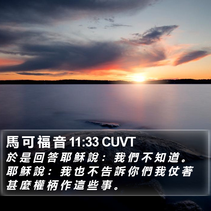 馬 可 福 音 11:33 CUVT Bible Study