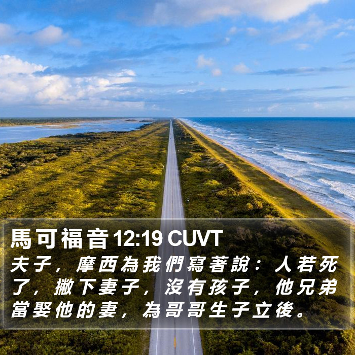 馬 可 福 音 12:19 CUVT Bible Study