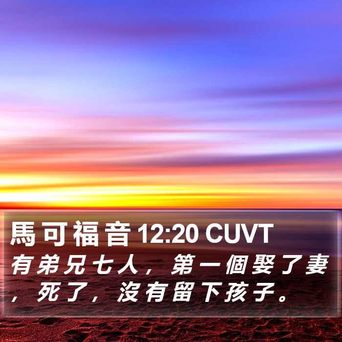 馬 可 福 音 12:20 CUVT Bible Study