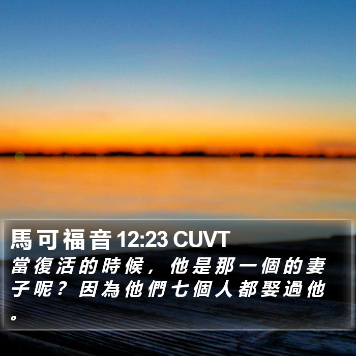 馬 可 福 音 12:23 CUVT Bible Study