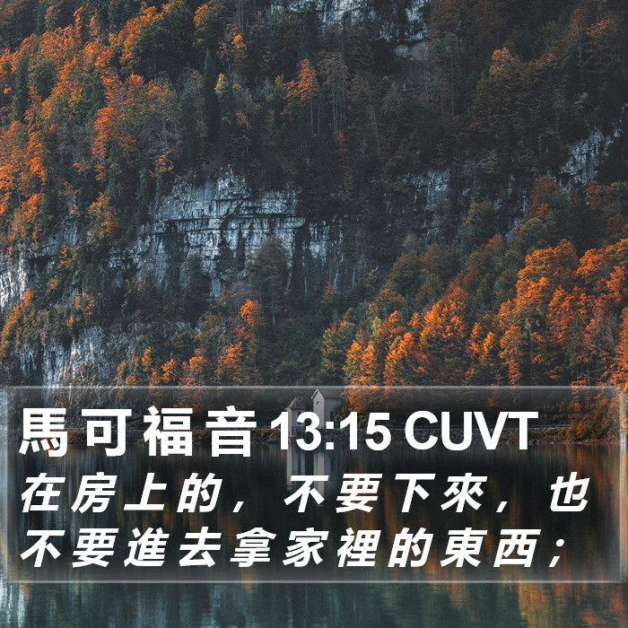 馬 可 福 音 13:15 CUVT Bible Study
