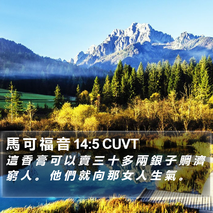 馬 可 福 音 14:5 CUVT Bible Study