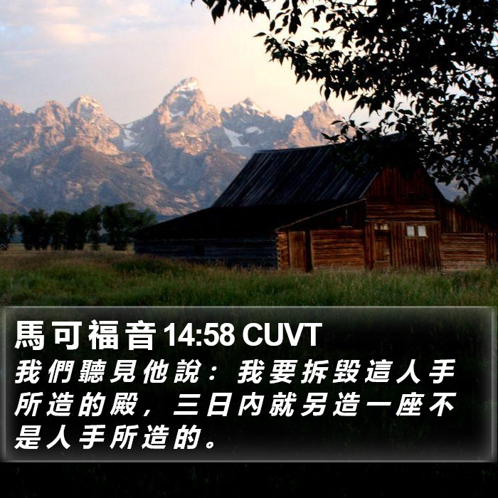 馬 可 福 音 14:58 CUVT Bible Study