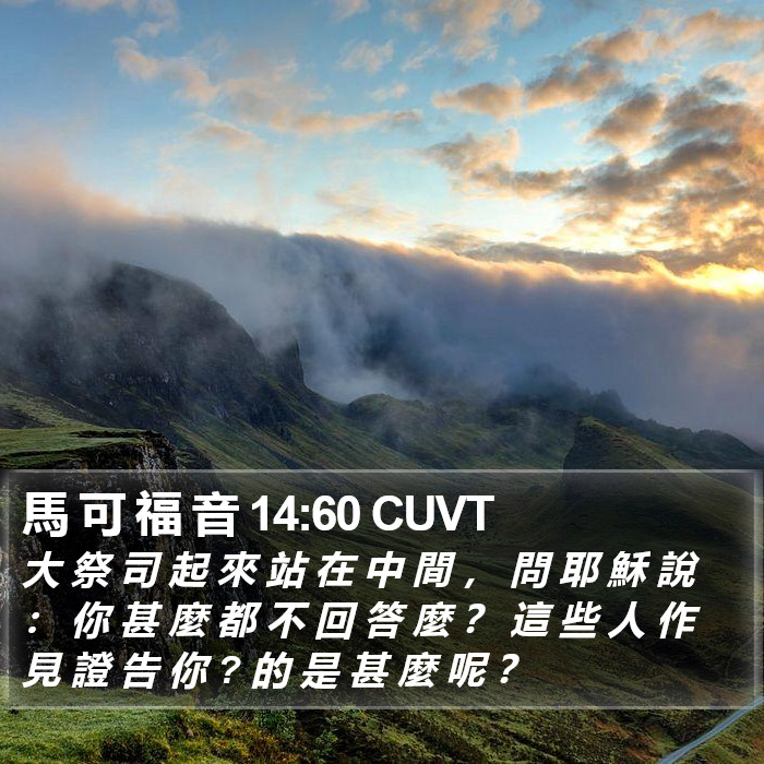 馬 可 福 音 14:60 CUVT Bible Study