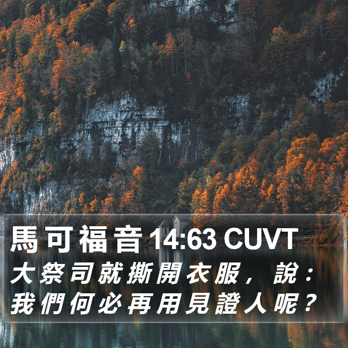 馬 可 福 音 14:63 CUVT Bible Study