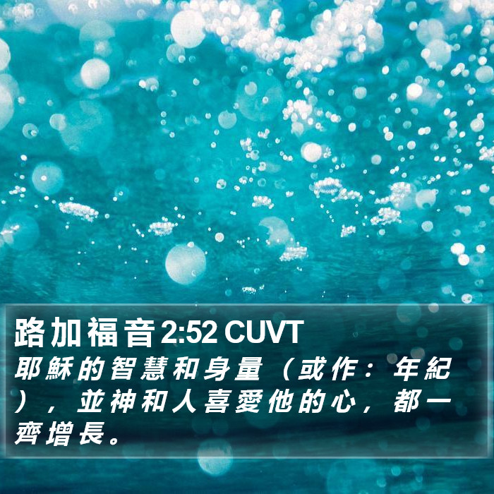 路 加 福 音 2:52 CUVT Bible Study
