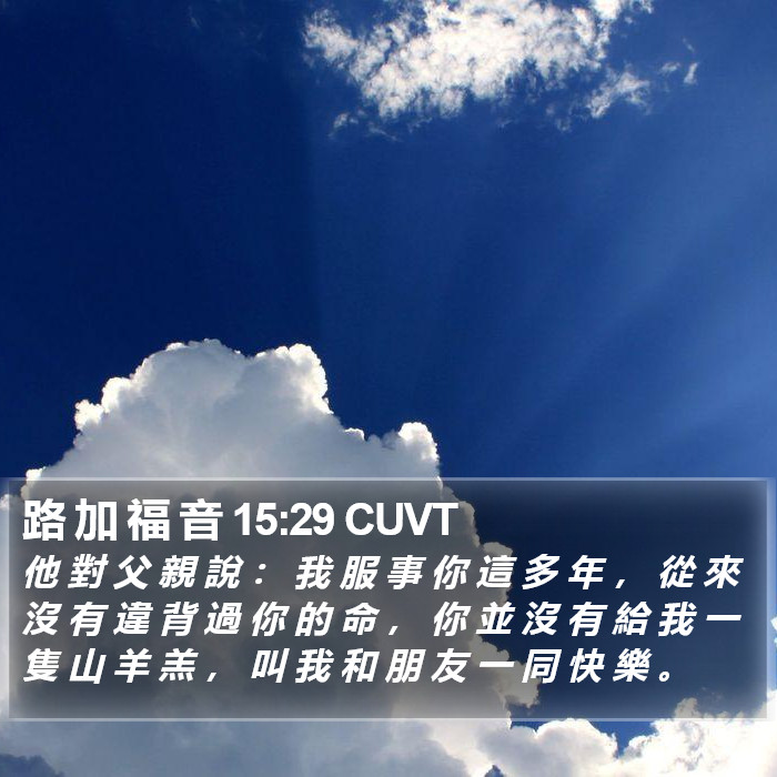 路 加 福 音 15:29 CUVT Bible Study